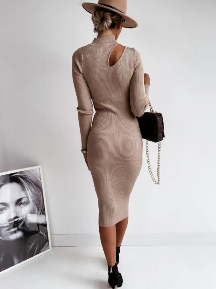 Damen Wollkleid Stiefelkleid Herbstkleid Winterkleid Strickkleid Longpullover