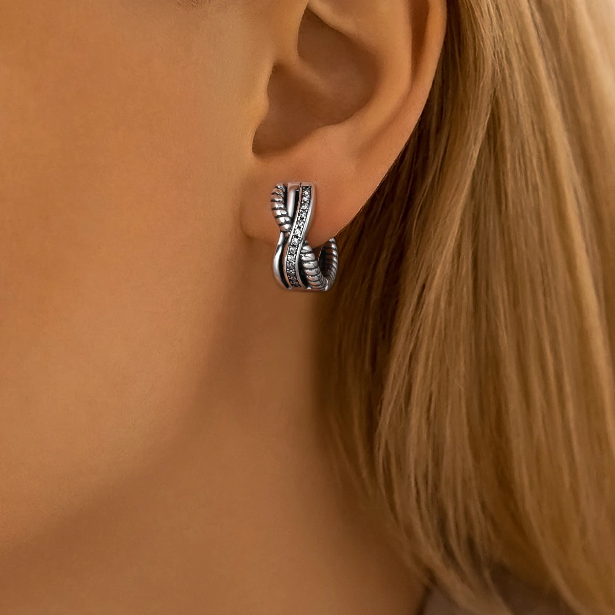 Creole Argento 925 Sterling Zirconi | Orecchini Eleganti Ipoallergenici Regalo