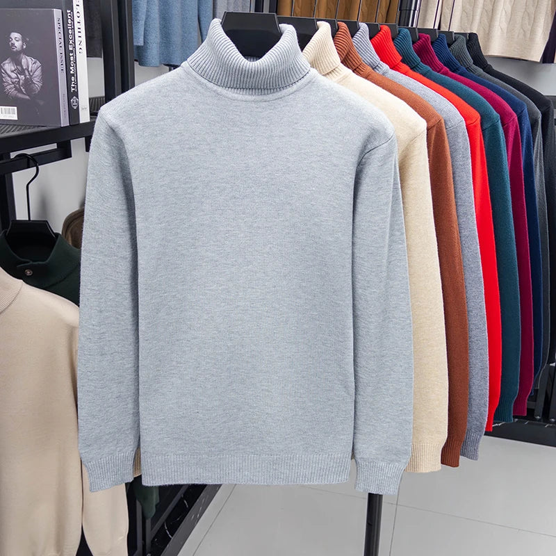 Herren Rollkragen Pullover Sweatshirt Leichter Pulli Sweater Shirt Langarmshirt