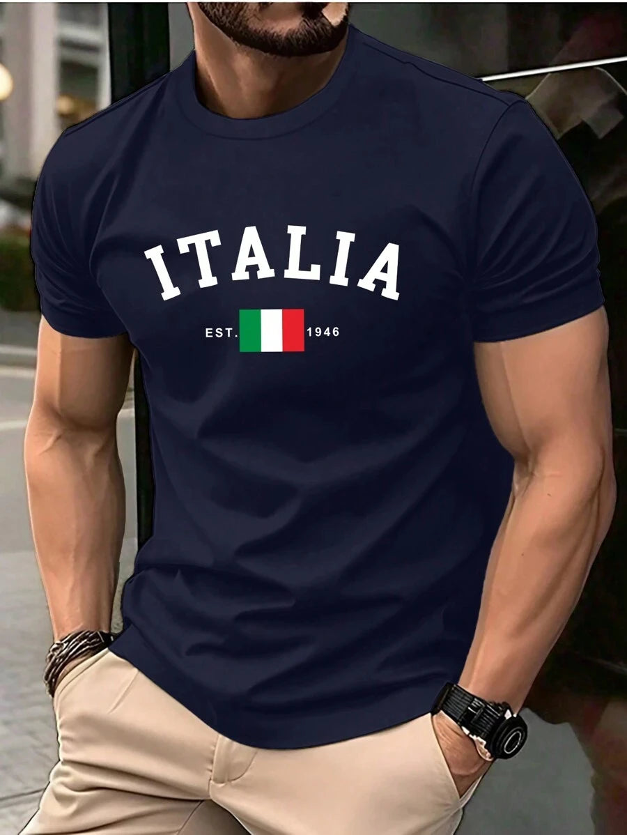 T-Shirt Uomo Manica Corta Italia Tops Maglietta Camicia Maglia Italy