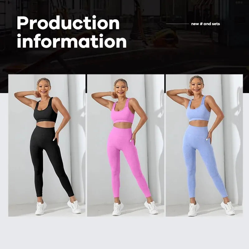 Damen Leggings Push Up Stretch Leggins Yoga Fitness Hose Sport BH Set Top Gym