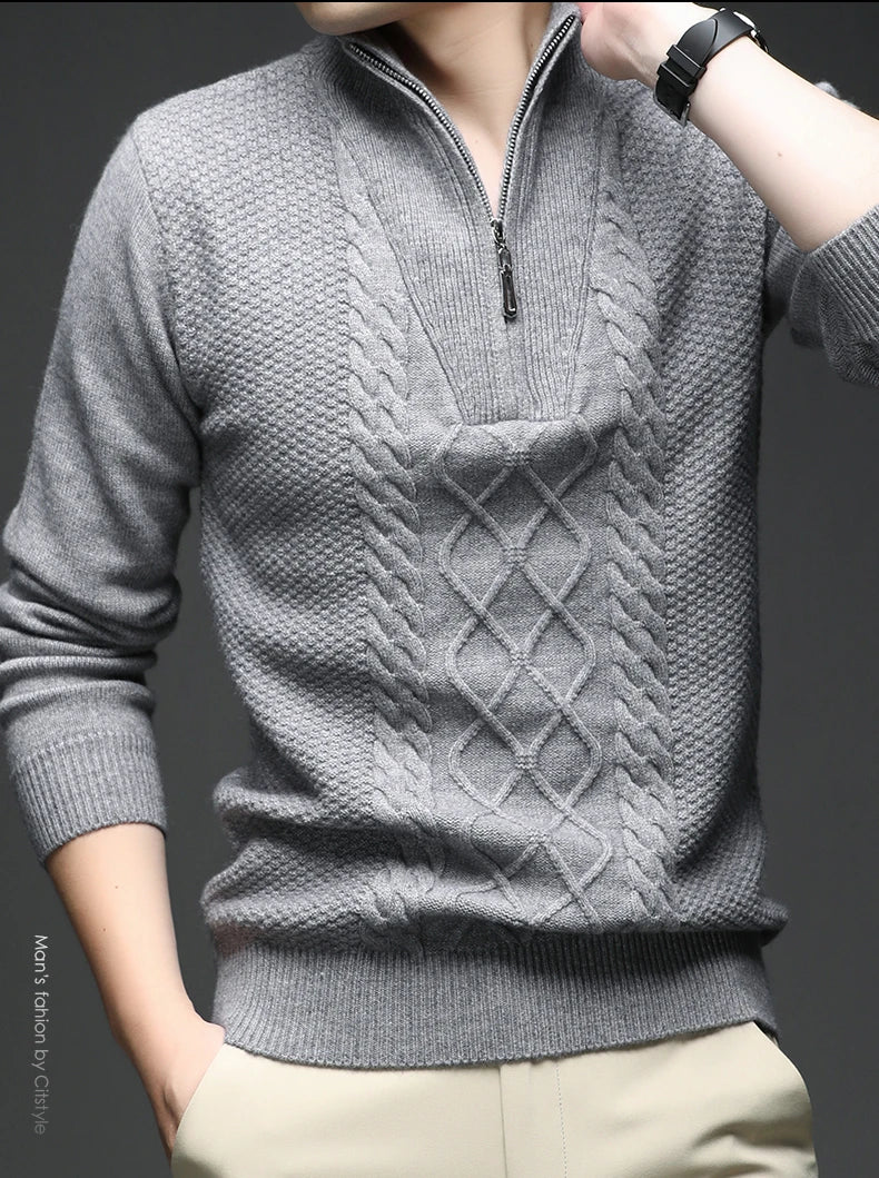 Herren Pullover Sweatshirt Troyer Pulli Sweater Stehkragen Zipper Langarmpulli