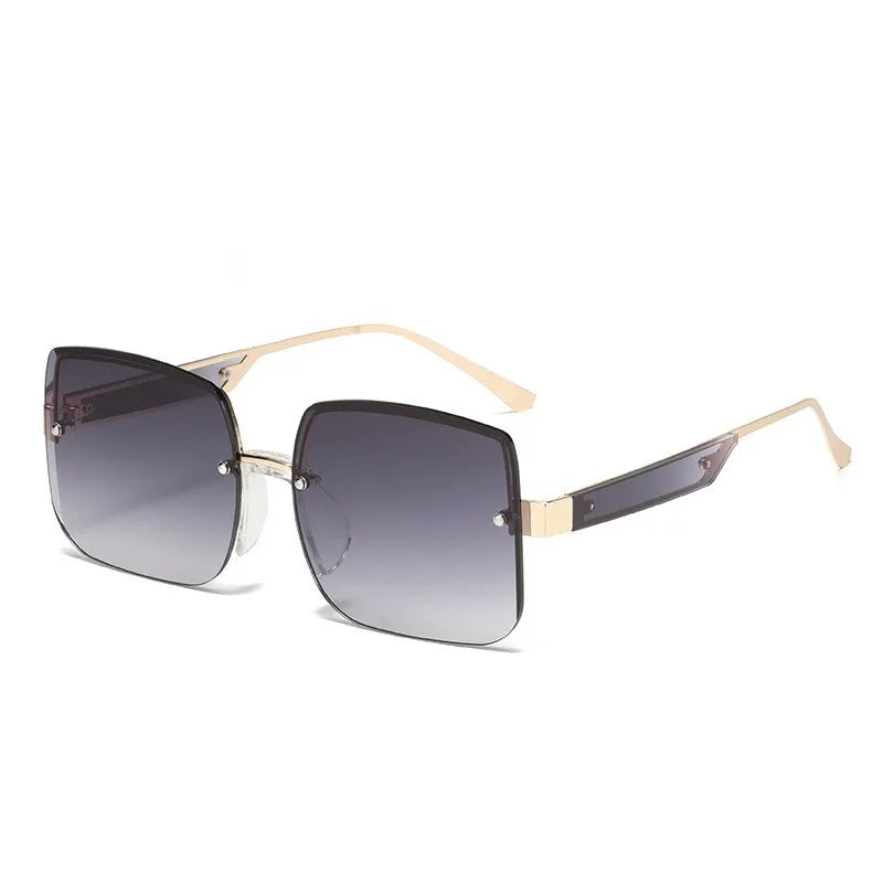 Randlose Sonnenbrille Damen Herren Farbverlauf Metallbügel UV400 Schutz
