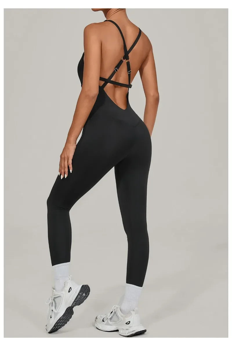 Tuta intera Sportiva Donna Rompers Pantaloni Yoga Palestra Sexy Jumpsuit Tutina