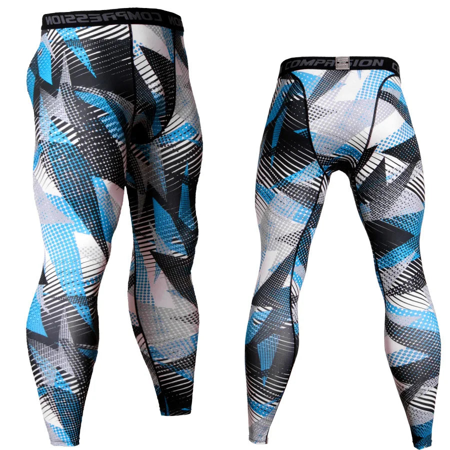 Pantaloni a Compressione da Uomo Leggings Calcio Corsa Palestra Leggins Calza