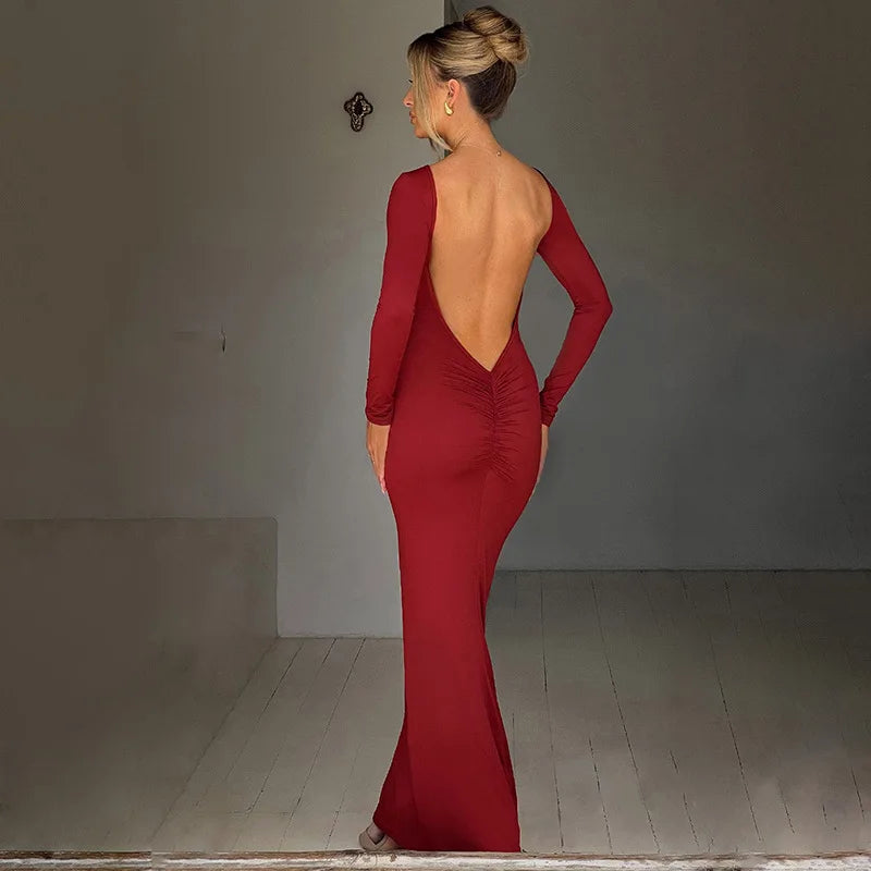 Frauen Kleid rückenfreies Partykleid Langes Trägerkleid Abendkleid Cocktailkleid