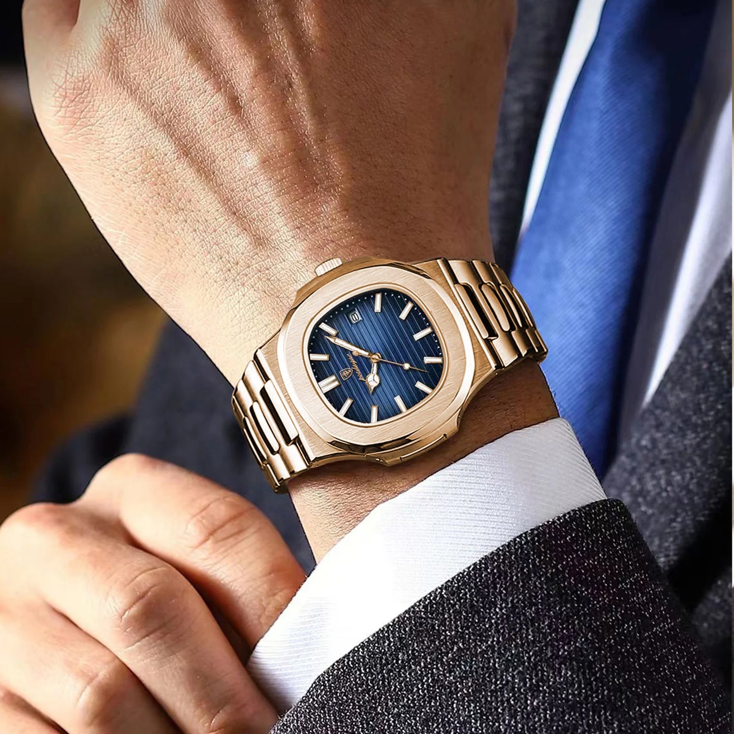 Herren Armbanduhr Silber Schwarz Edelstahl Quarzuhr Luxus Chronograph Business