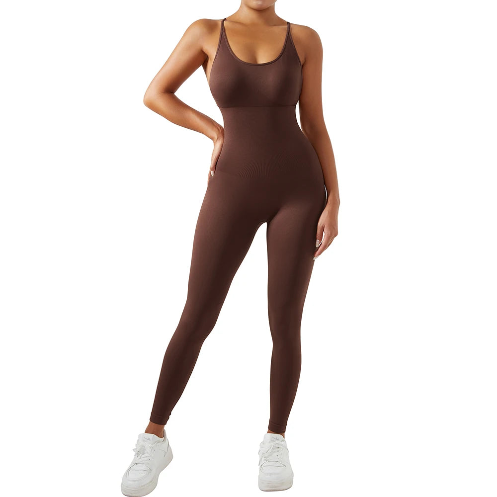 Yoga Fitness Overalls Jumpsuit Gym Stretch Leggings Jogging Anzug Top Push Up