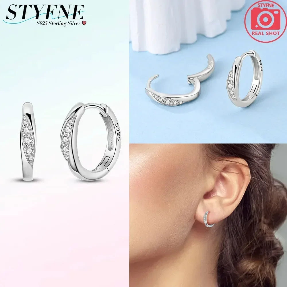 Creolen 925 Silber Ohrringe Zirkonia | Hypoallergen | Luxus Ohrstecker Geschenk