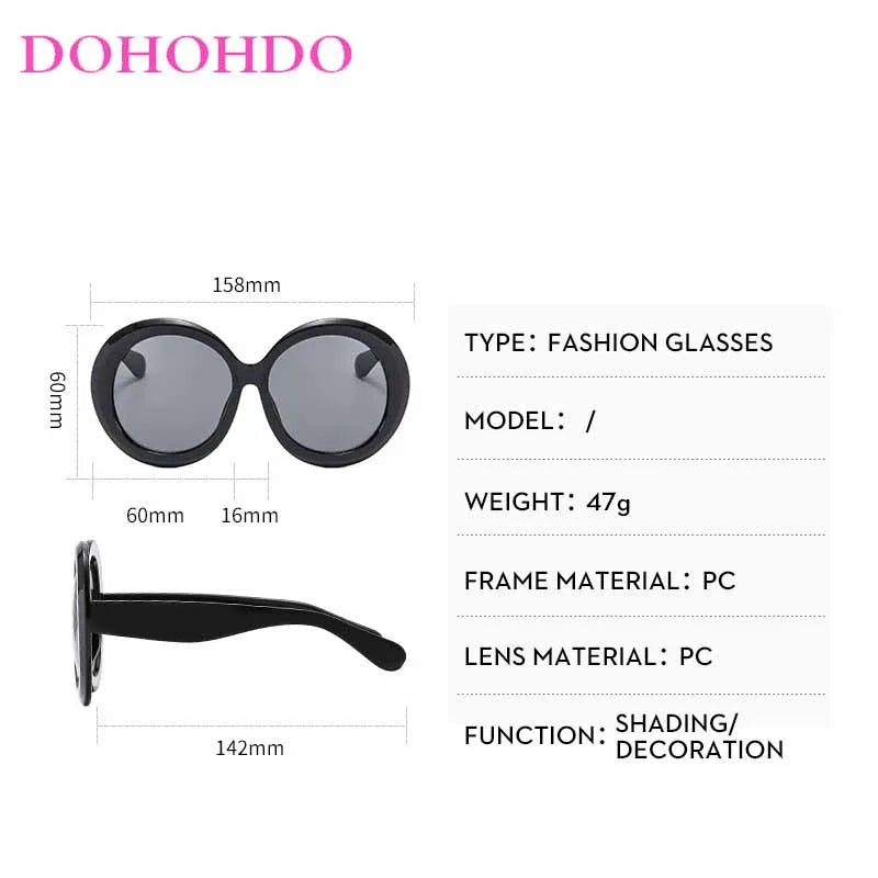 Damen Sonnenbrille Designer Luxus Brille Runde Übergröße Gläser Vintage UV400