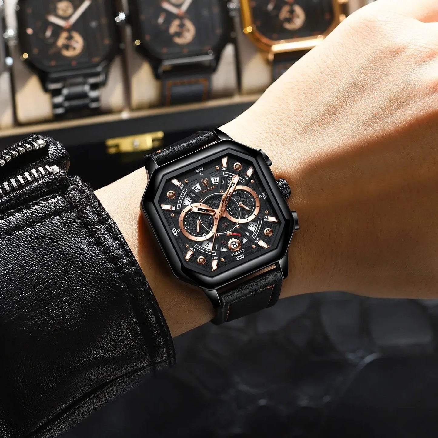 Herren Armbanduhr Digital Uhr Silber Edelstahl LED Quarzuhr Luxus Chronograph