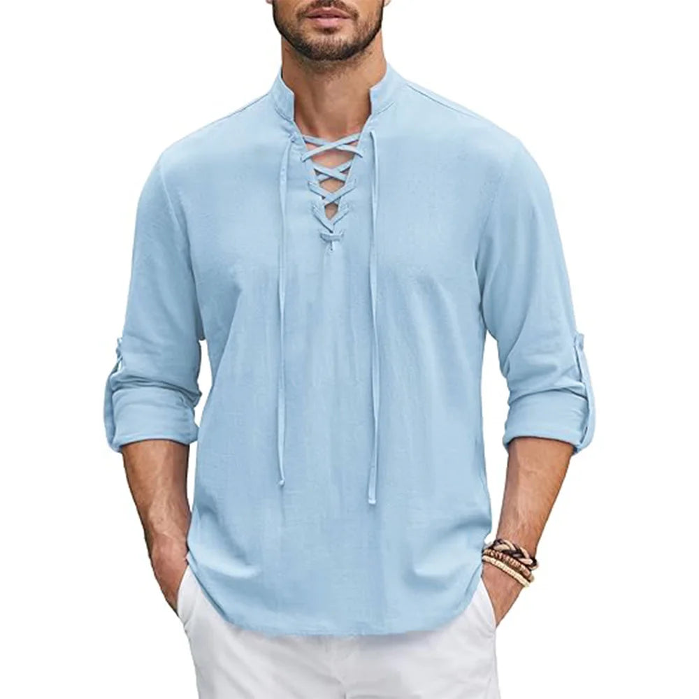 Herren Hemd Poloshirt Leinenhemd Kurzarm T-Shirt Leinen Polohemd Freizeithemd