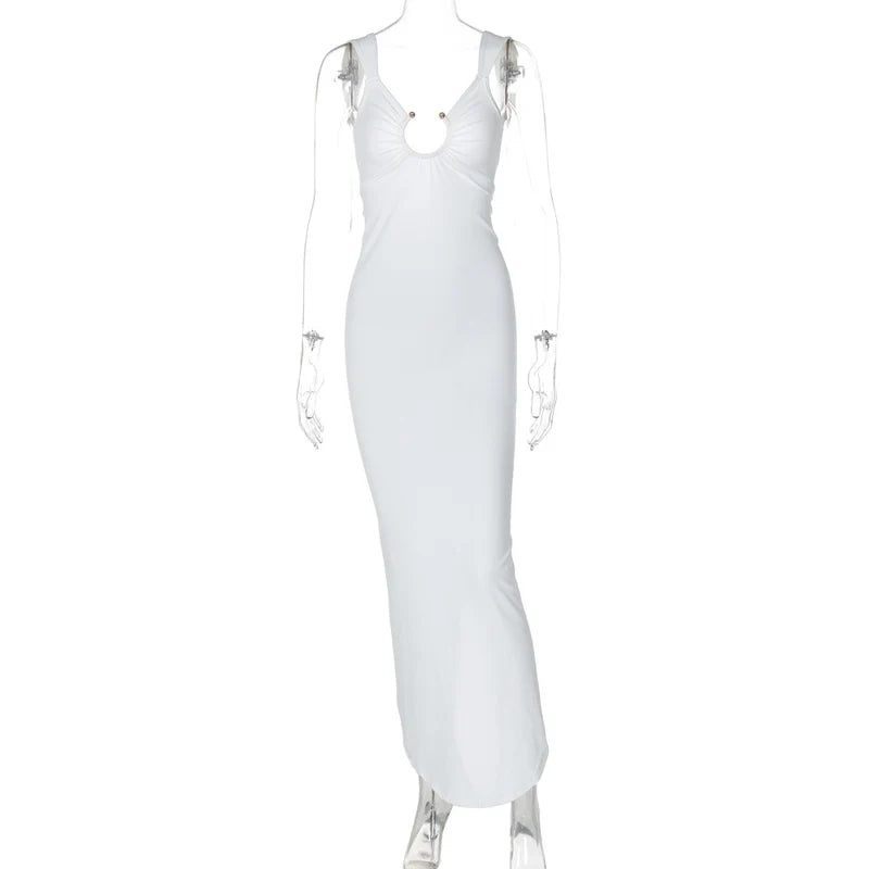 Frauen Kleid rückenfreies Partykleid Langes Trägerkleid Abendkleid Cocktailkleid