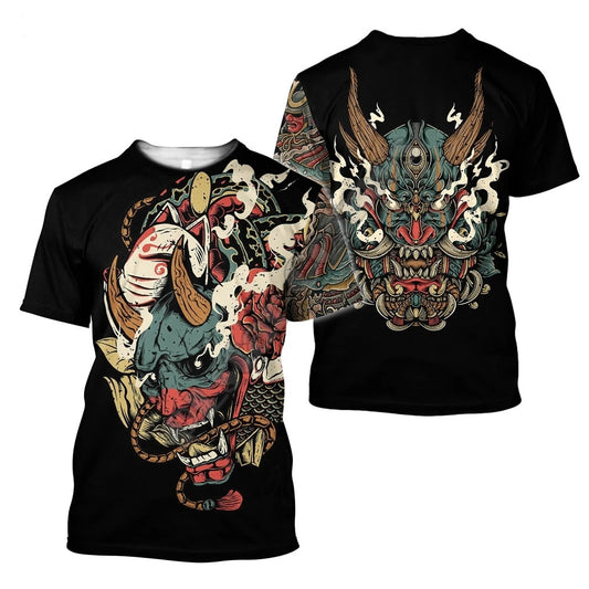 Herren Japan Samurai 3D T-Shirt Rundhals Unisex Sommer Streetwear Fashion