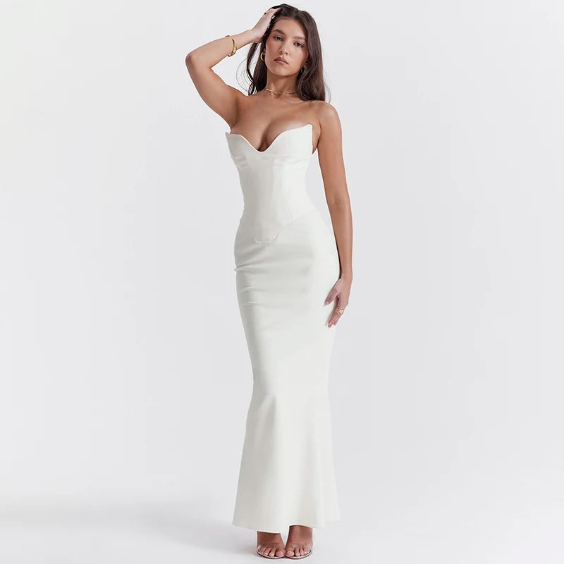 Frauen Kleid rückenfreies Partykleid Langes Trägerkleid Abendkleid Cocktailkleid