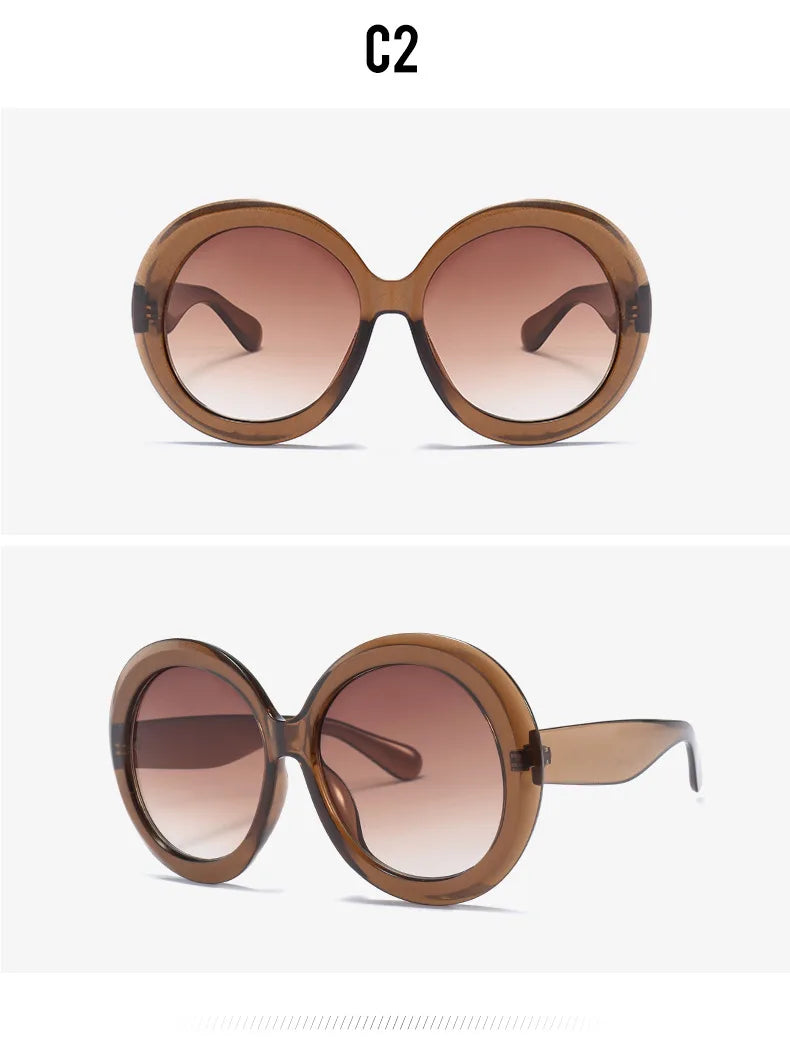 JNPCXI Übergroße Runde Sonnenbrille Frauen Männer Luxus Marke Großen Rahmen Sonnenbrille Brille Große Shades Unisex Reiten Brillen
