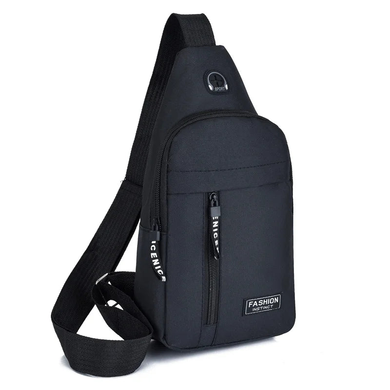 Zaino Monospalla Borsa Da Petto Marsupio Per Uomo Borsello Moto con Porta USB
