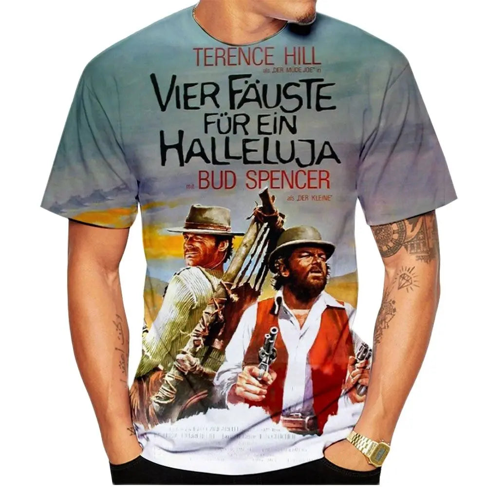 Herren Fashion 80er Vintage 3D T-Shirt Rundhals Unisex Sommer Streetwear Top