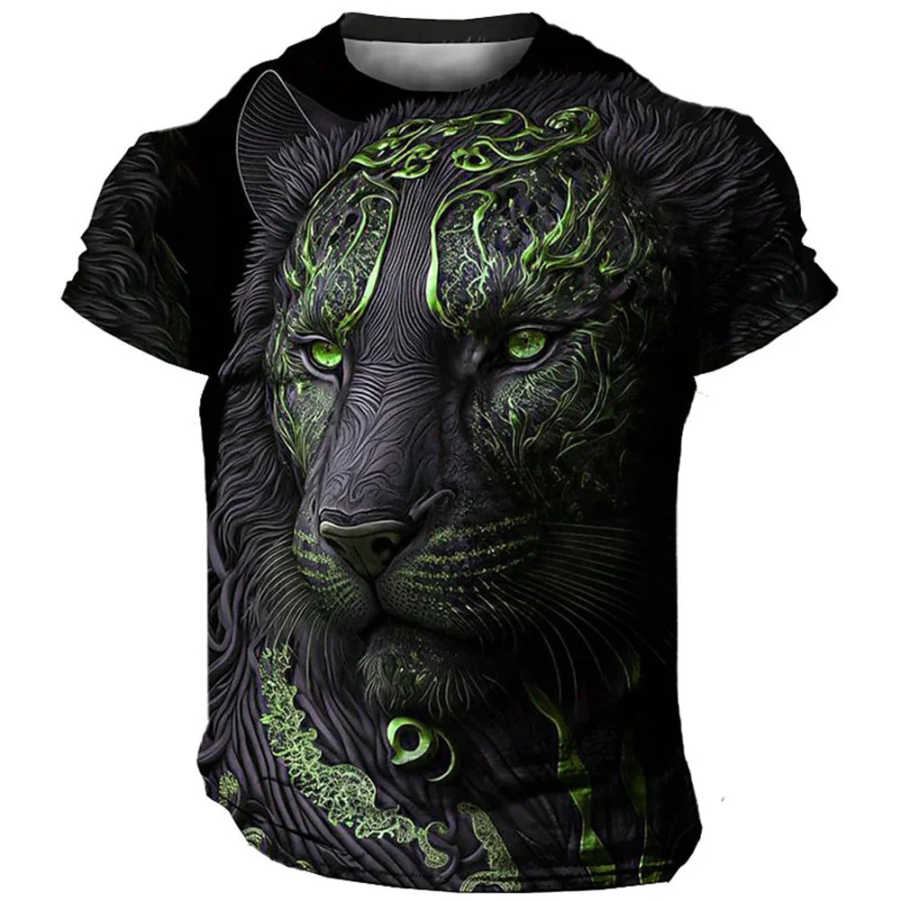 Herren T-Shirt Löwen 3D Shirt Rundhals Streetwear Lions Tank Top Polo Hemd
