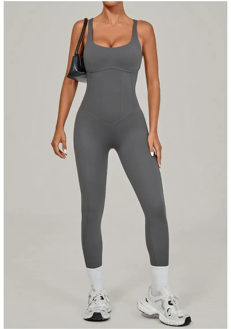 Tuta intera Sportiva Donna Rompers Pantaloni Yoga Palestra Sexy Jumpsuit Tutina