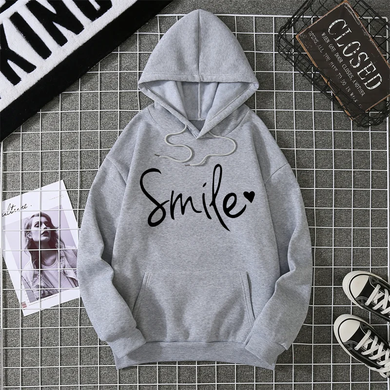 Smile Kapuzenpullover Sweatshirt Fleece Hoodie Pulli Damen Kapuzenpulli Shirt