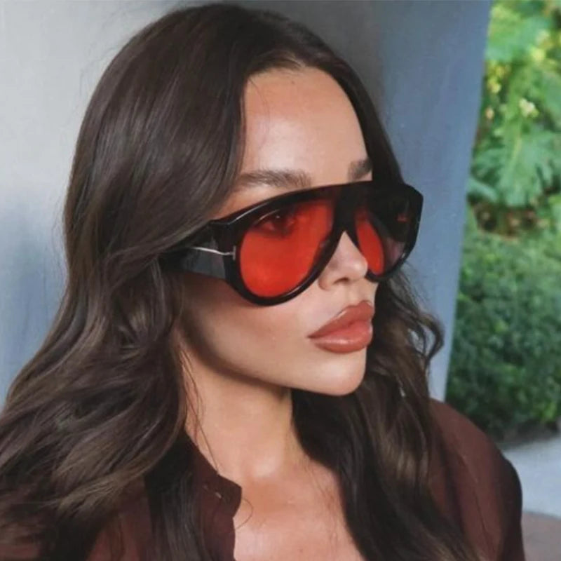 Damen Designer Sonnenbrille Luxus Brille Runde Übergröße Gläser Vintage