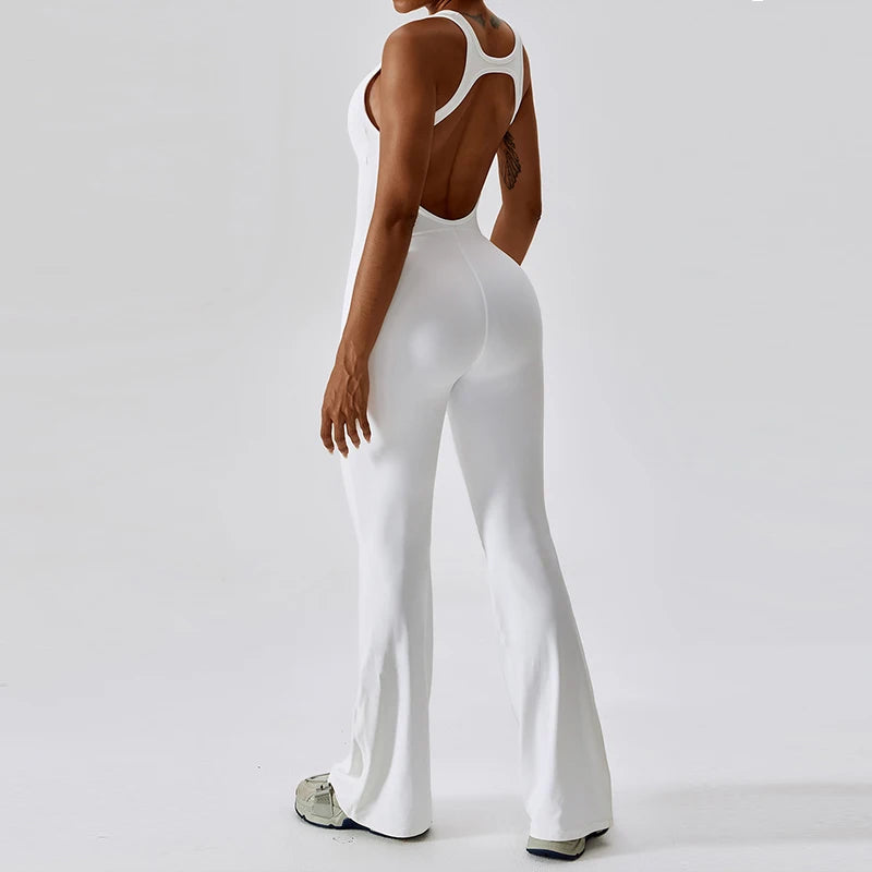 Damen Overall Sport Yoga Hose Sexy Rückenfrei Fitness Anzug Einteiler Sportswear