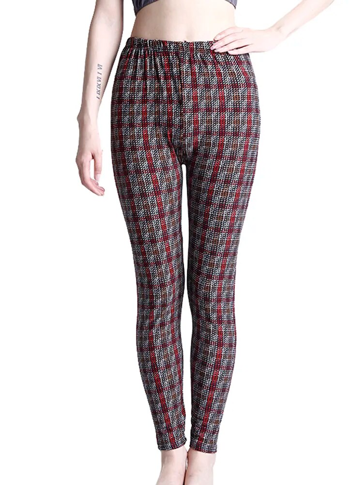 Leggings Damen Kariert Tartan Karo Muster Fitness Leggins Sexy Hohe Elastizität