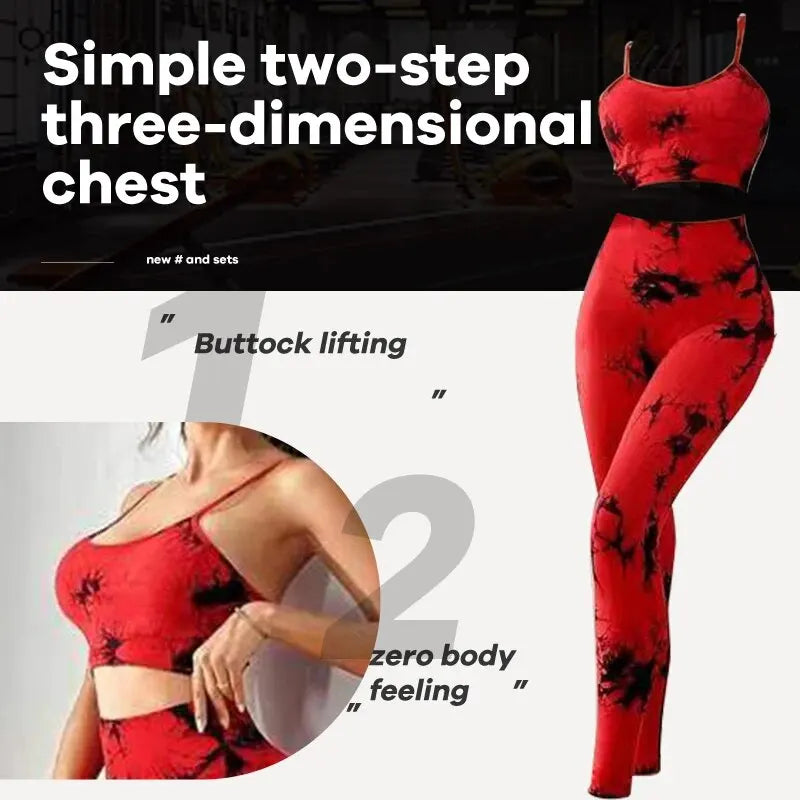 Damen Leggings Push Up Stretch Leggins Yoga Fitness Hose Sport BH Set Top Gym
