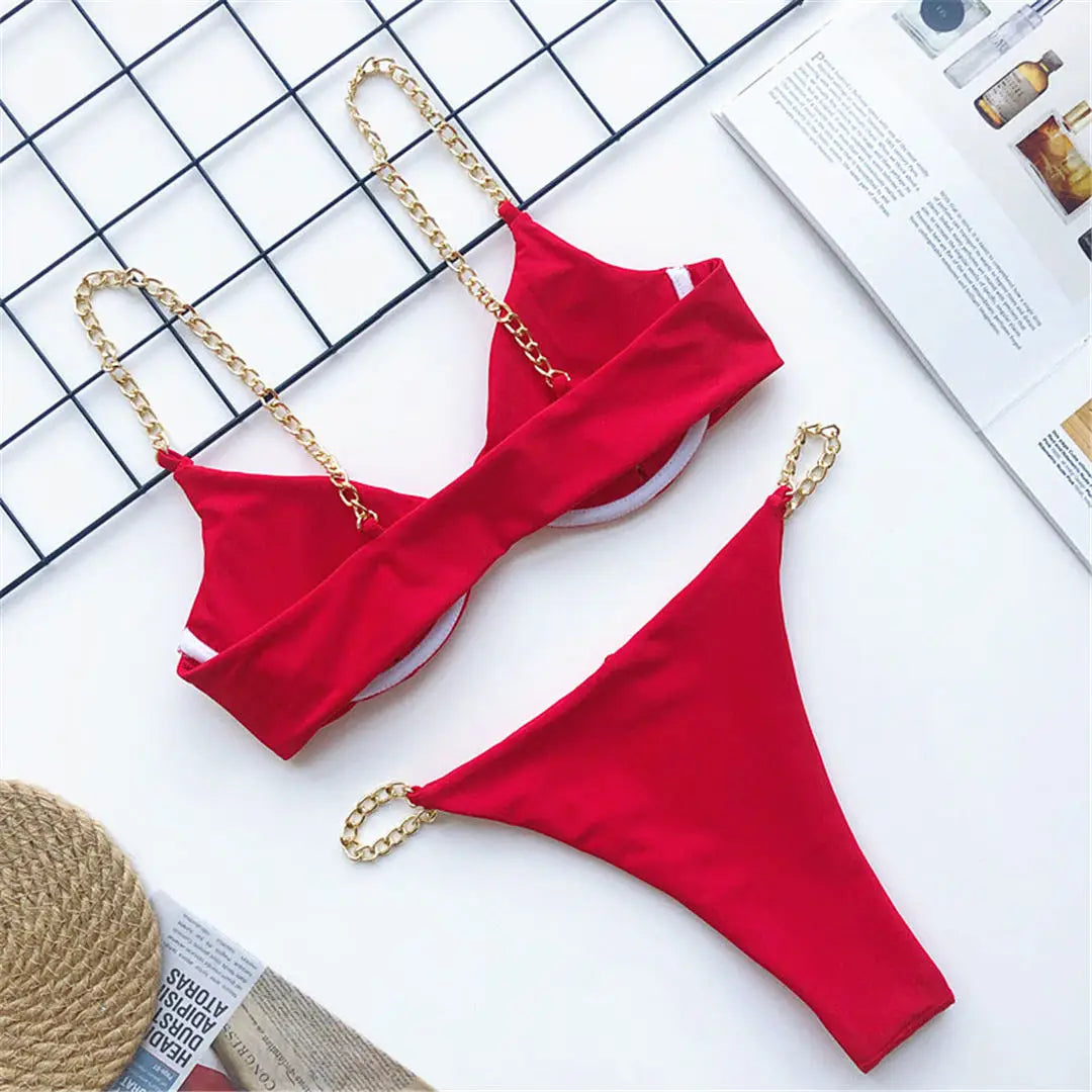 Frauen Bademode High Cut Bikini Set Sexy Push Up Badeanzug Damen Tanga Swimwear