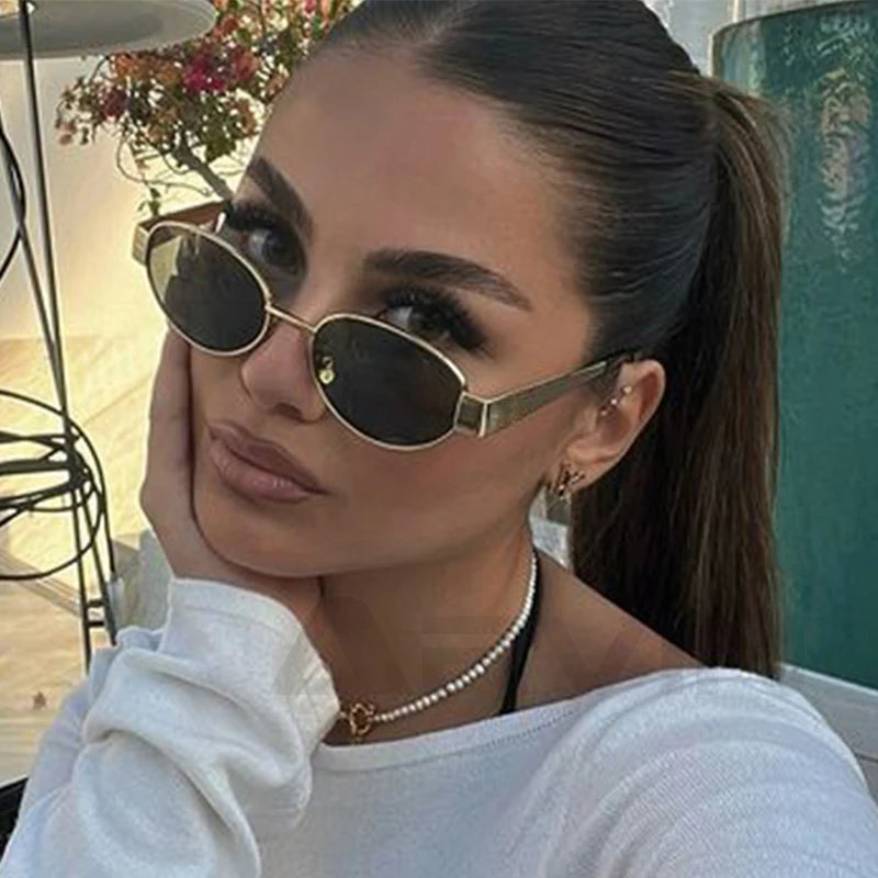 Damen Sonnenbrille Designer Luxus Brille Hexagon Gläser Vintage Piloten-Brille