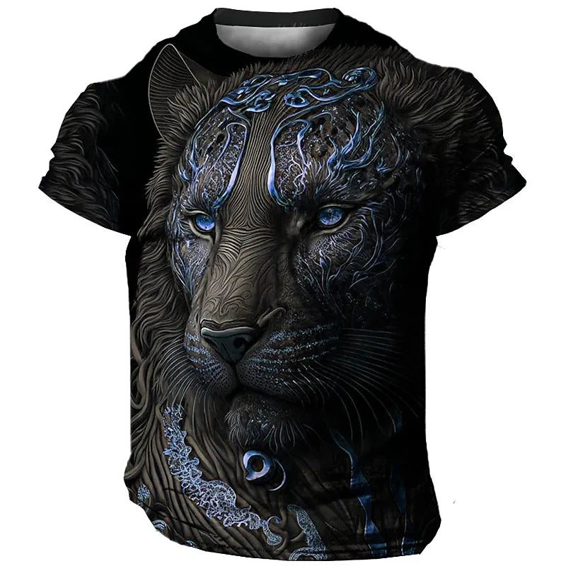 Herren T-Shirt Löwen 3D Shirt Rundhals Streetwear Lions Tank Top Polo Hemd