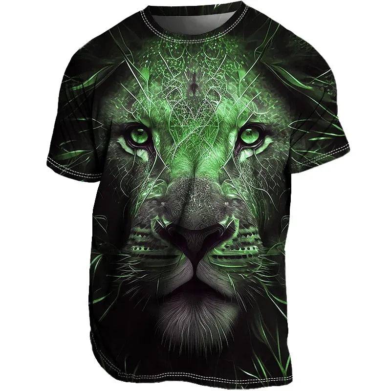 Männer Herren Fashion Lion 3D T-Shirt Rundhals Unisex Sommer Streetwear