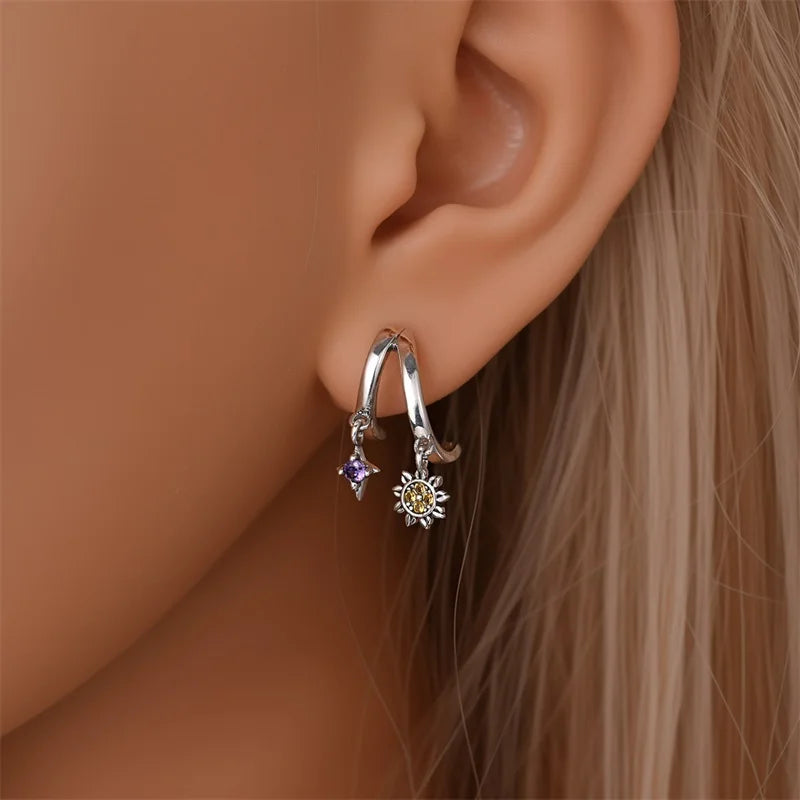 Creole Argento 925 Sterling Zirconi | Orecchini Eleganti Ipoallergenici Regalo