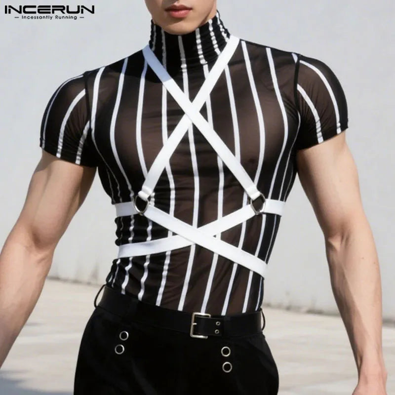 Maglietta Uomo Shirt T-Shirt Canottiera Camicia Maglia Sexy Body Trasparente Top