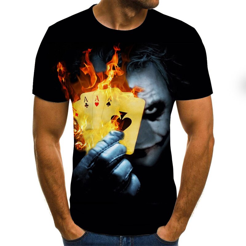 Herren Fashion Vintage  Joker 3D T-Shirt Rundhals Unisex Sommer Streetwear