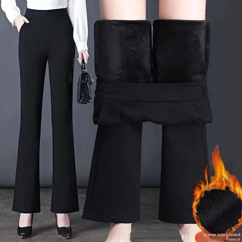 Damen Winter Warm Thermo Schlaghose Hose Innenfleece Stretch Hosen Leggins