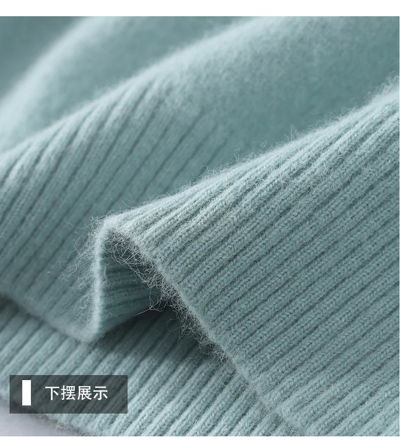 Herbst und Winter Männer Lose Rollkragen 100% Nerz Kaschmir Pullover männer Casual Thermische Pullover Einfarbig Stricken Plus-Größe top