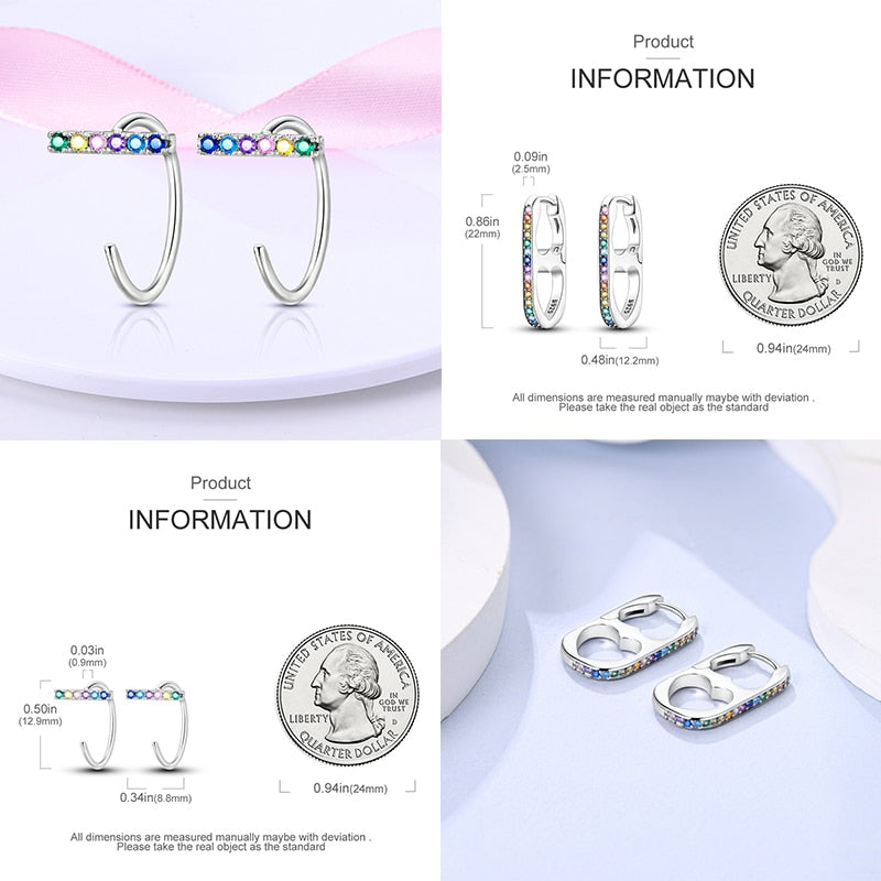 1 Paar Creolen aus 925 sterling Silber Schwarz Ohrringe Zirkonia Ohrstecker