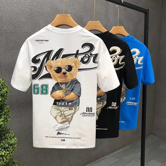 Trendy Herren Plus Size T-Shirt Rundhals Unisex Sommer Hip Hop Streetwear Top