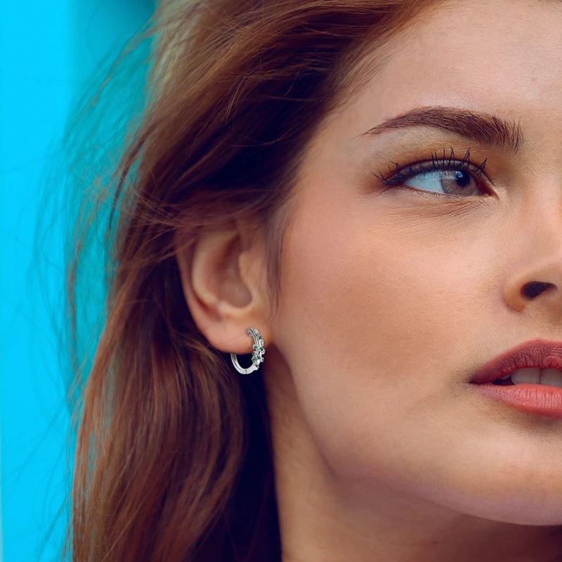 Orecchini a Cerchio in Argento 925 Sterling con Zirconi | Creole Brillantini