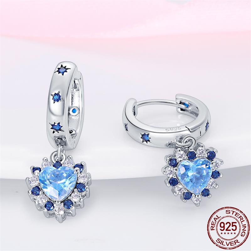 1 Paar Creolen aus 925 Sterling Silber Ohrringe Zirkonia Ohrstecker NEU