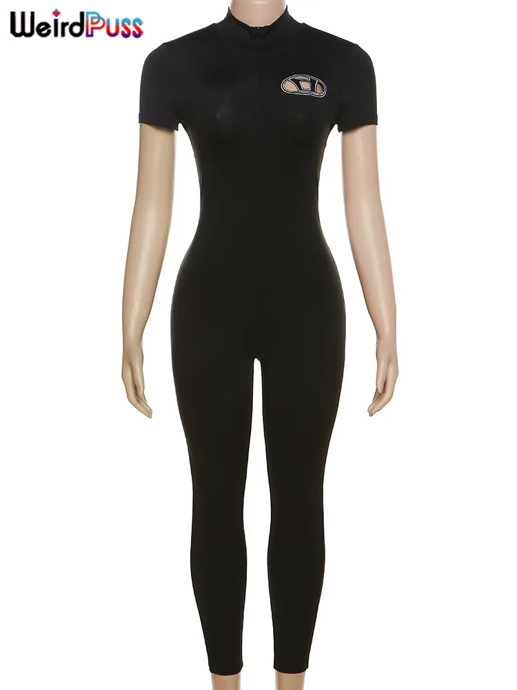 Damen Bodycon Fitness Overall Jumpsuit Streetwear Fitness-Strampler Playsuit
