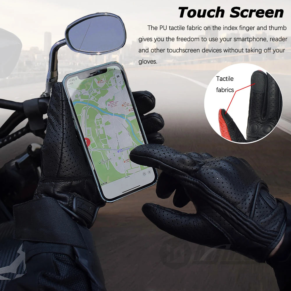Motorradhandschuhe mit Knöchelprotektor Herren Motorrad Handschuhe Touchscreen