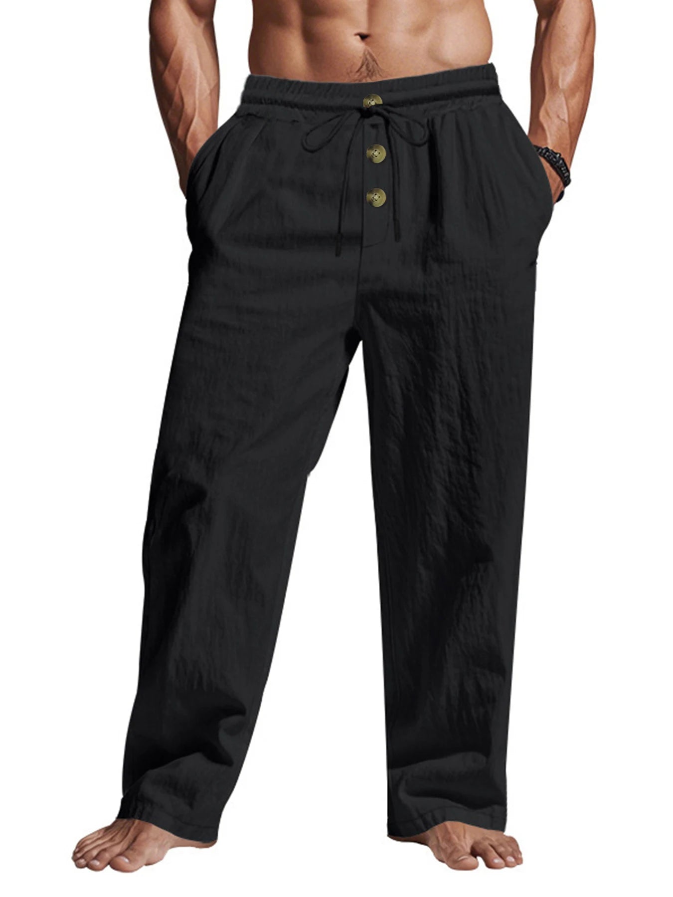 Männer Hose mit Kordelzug Freizeithose Pumphosen Pluderhosen Jogger Jogginghose