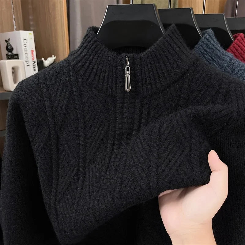 Herren Pullover Sweatshirt Troyer Pulli Sweater Stehkragen Zipper Langarmpulli