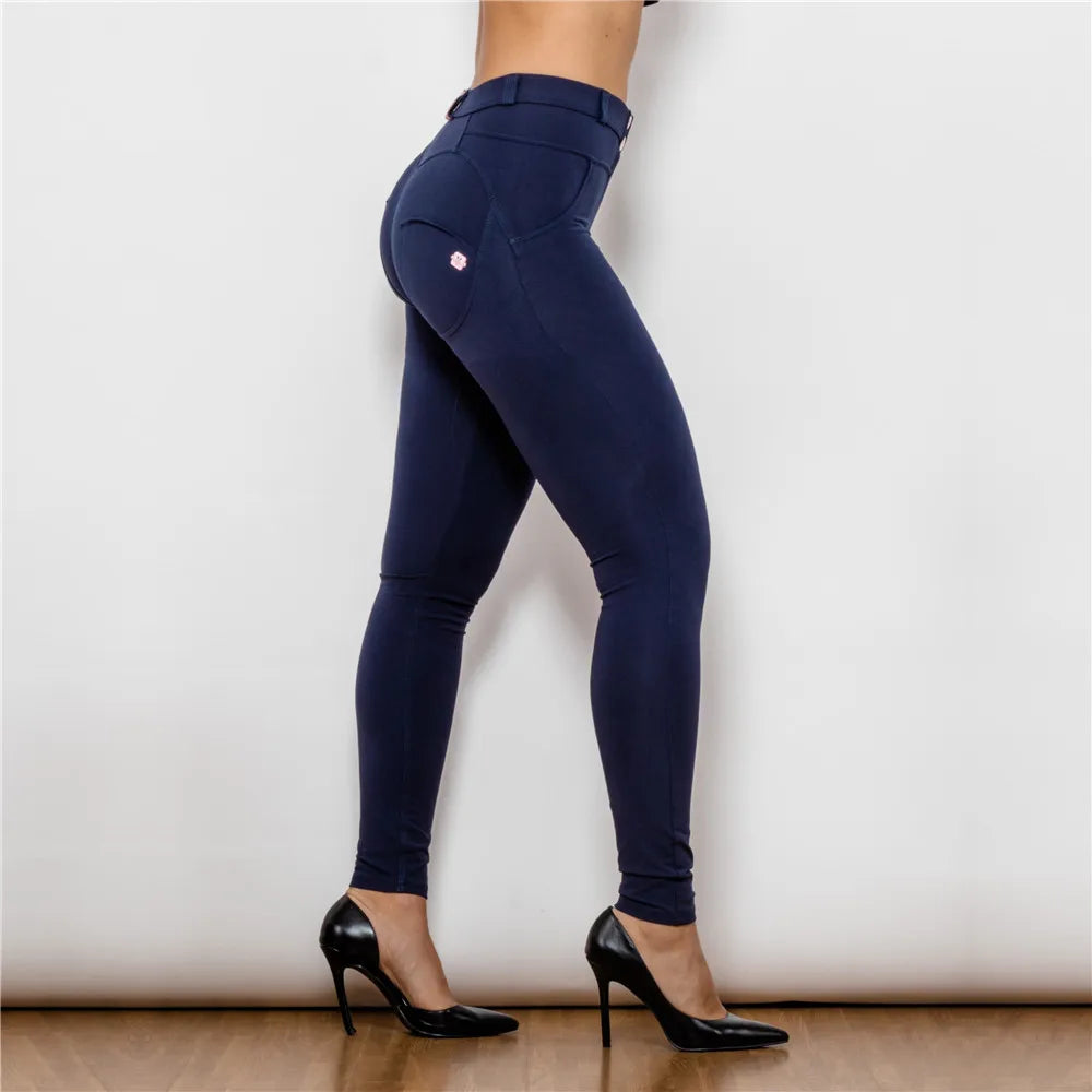 Damen Leggins Denim Look Leggings Sexy Push Up Jeans Hose Jeanshose Stretchhose