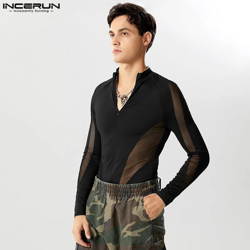 Fetisch Fashion Männer Sexy Bodysuits Herren Body Shirts Hemd Transparent Club
