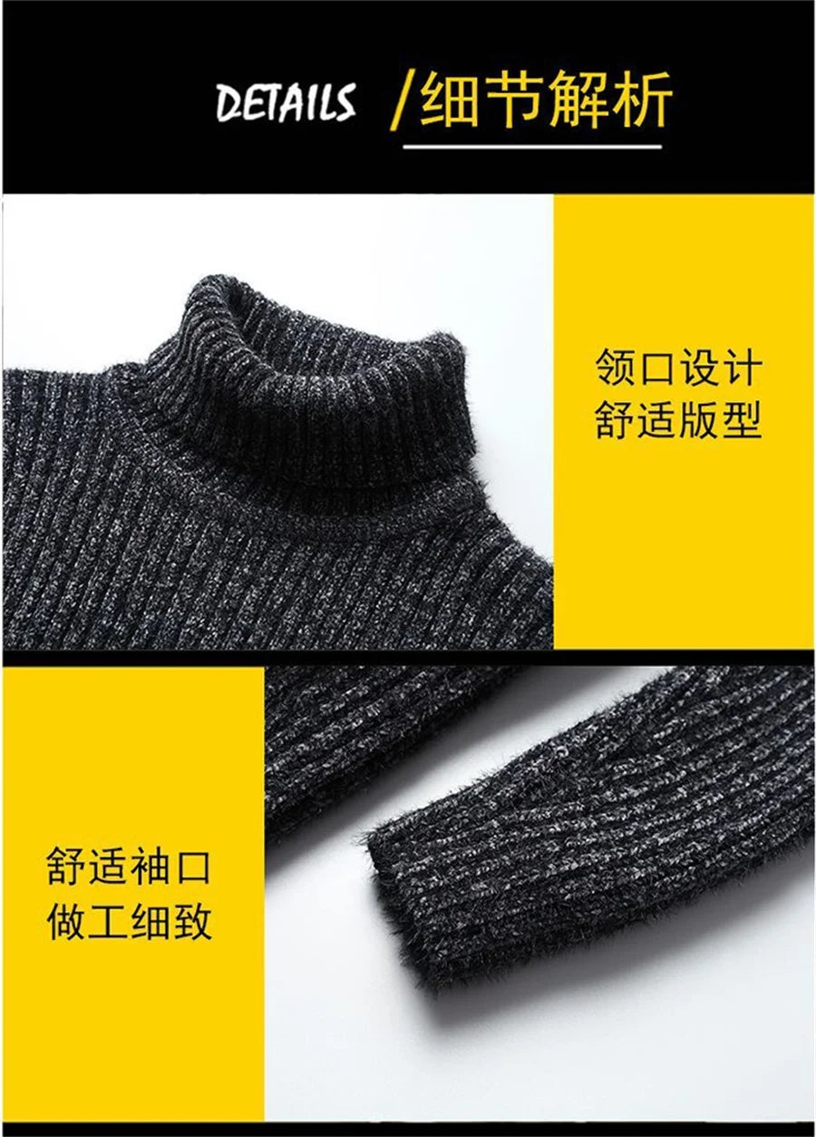 Herren Rollkragen Pullover Sweatshirt Pulli Zipper Sweater Shirt Langarmshirt