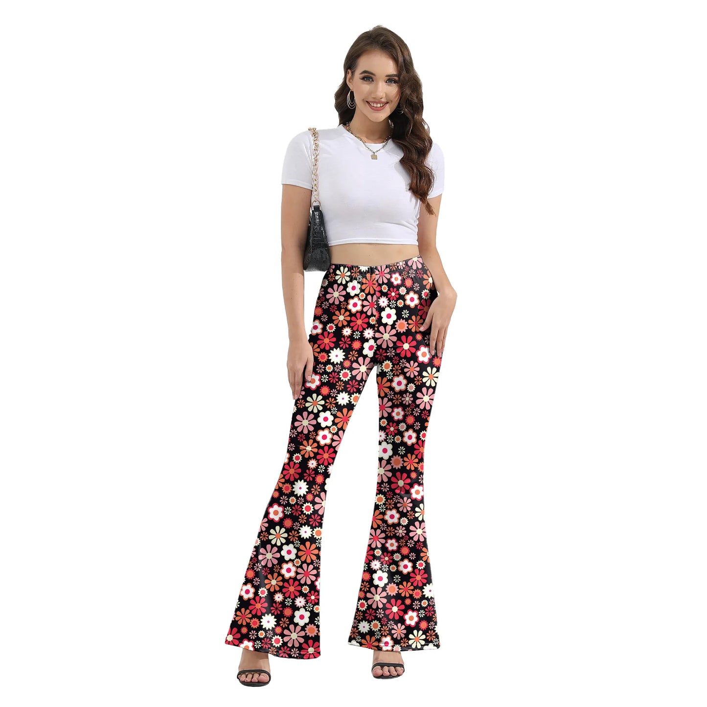 [Du bist mein Geheimnis] 60er 70er Damen Hippie Hose Bell Bottom Boho Hose Schlaghose Retro Hose für 70er Jahre Mottoparty